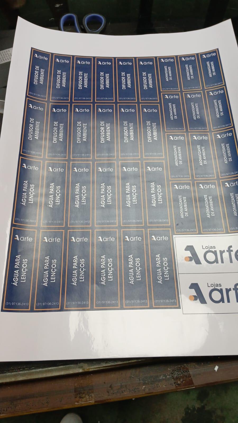 Cartela de rótulos adesivos impressos para produtos de limpeza